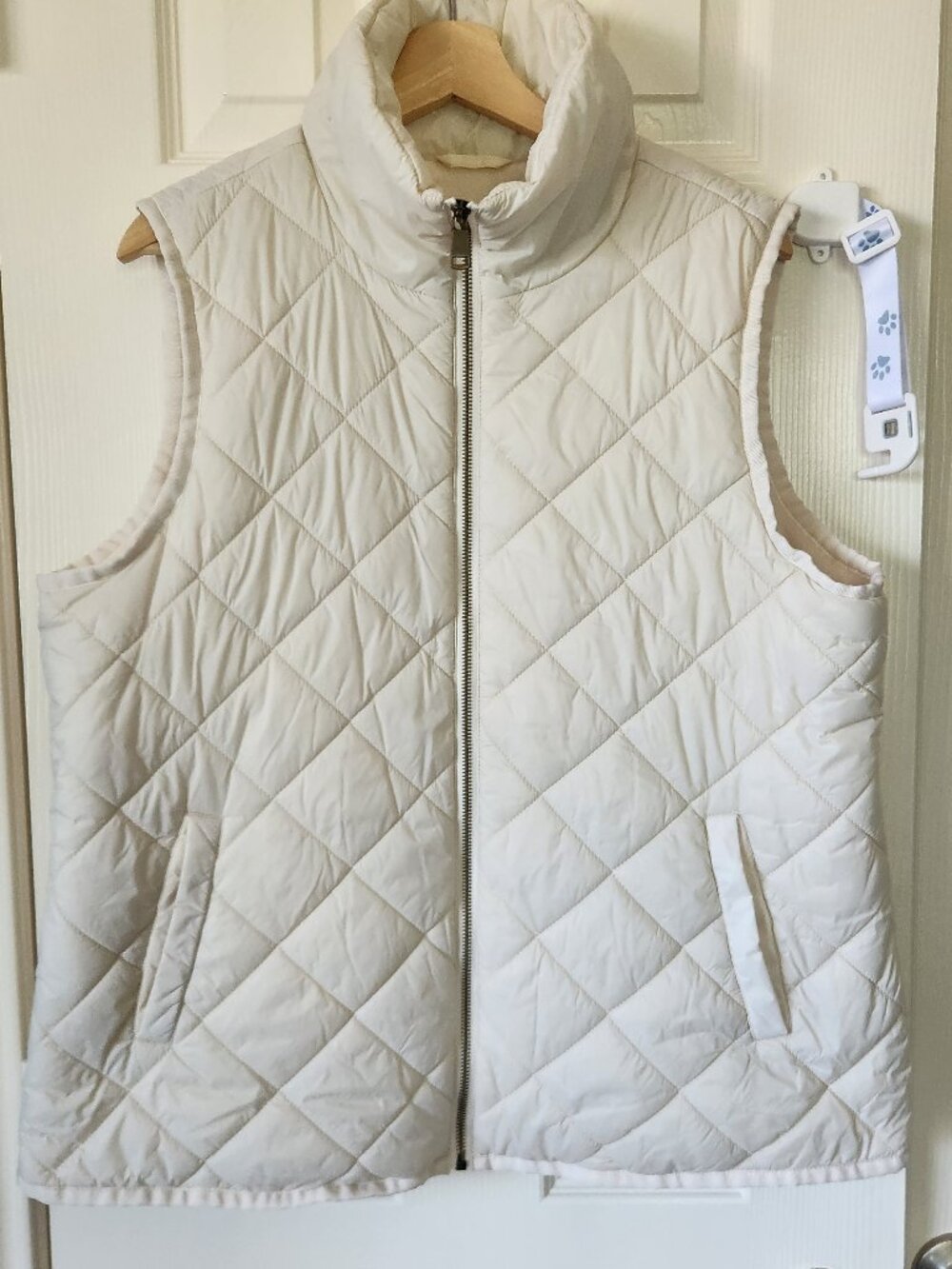 Preston & York Quilted Puffer Vest in Cream - Size XL